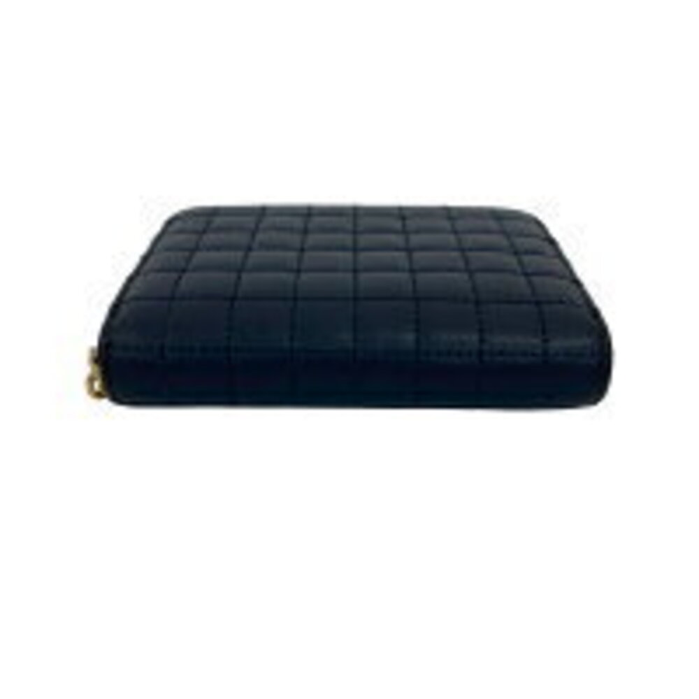 Celine Round Leather Navy Wallet Charm Blue Quilted Compact Bifold Zip - Picture 6 of 9